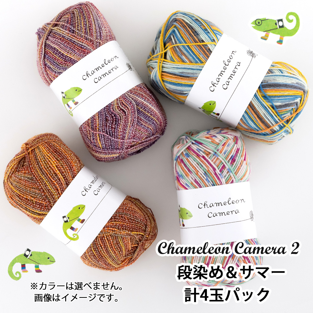 CP4】カメレオンカメラ2 段染め＆サマー計4玉パック 毛糸ピエロ 返品