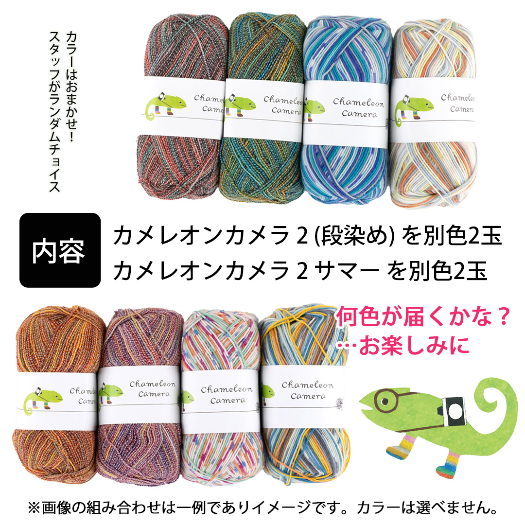 CP4】カメレオンカメラ2 段染め＆サマー計4玉パック 毛糸ピエロ 返品