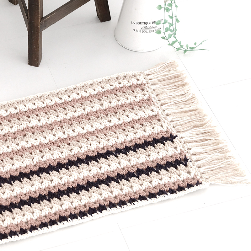 かぎ編みデザイン お花マット サークルマット クロシェット ブラウン かぎ編みデザイン お花マット サークルマット クロシェット ブラウン